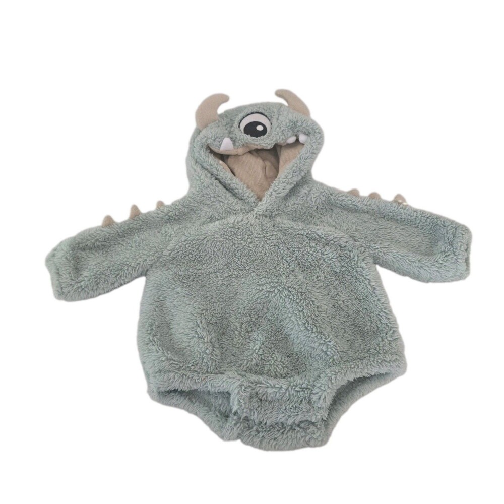 Old Navy Unisex Green Monster Hooded Infant Halloween Costume 0-3 Months Baby